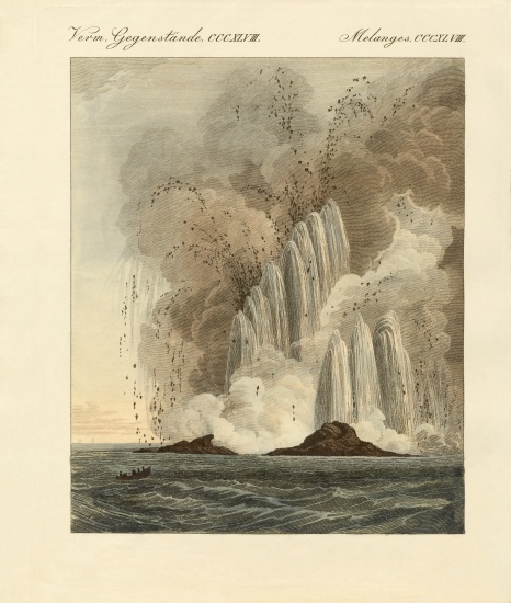 The new volcanic island on the Mediterranean Sea à École allemande, (19ème siècle)