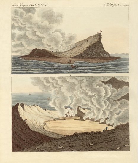 The new volcanic island on the Mediterranean Sea, two months later à École allemande, (19ème siècle)