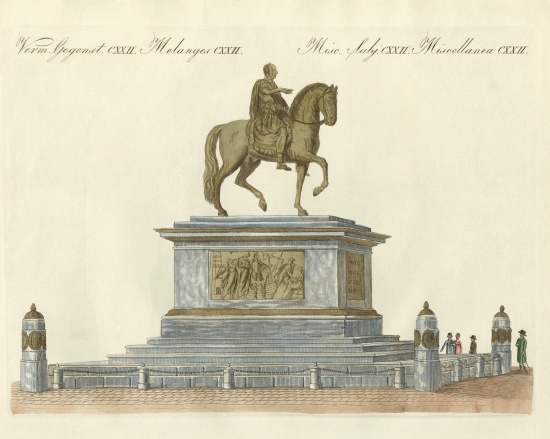 The statue of Joseph II in front of the Emperor's castle in Vienna à École allemande, (19ème siècle)