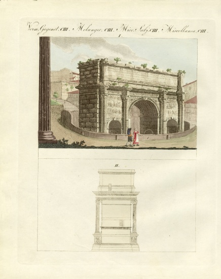 The triumphal Arch of Emperor Septimius Severus à École allemande, (19ème siècle)