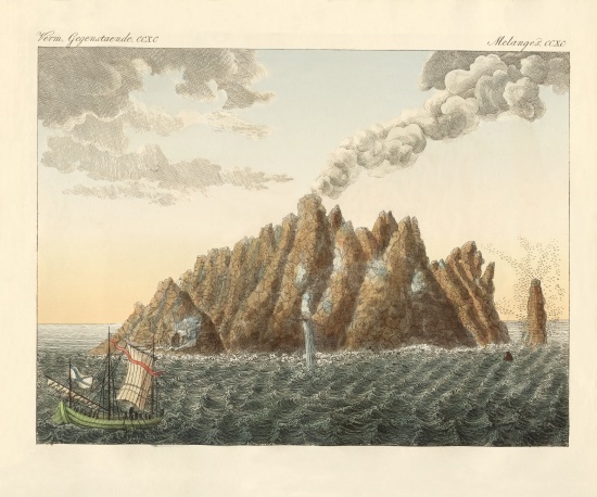 The volcanic island of Holy John the Theologian à École allemande, (19ème siècle)