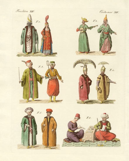 Turkish national costumes à École allemande, (19ème siècle)