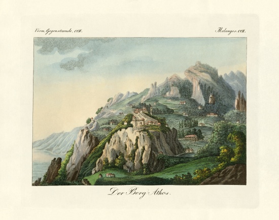 View of the Mount Athos à École allemande, (19ème siècle)
