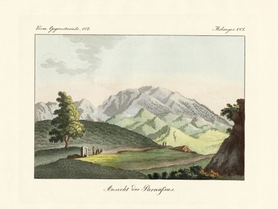 View of the Parnassus in Greece à École allemande, (19ème siècle)