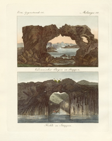 Volcanic arcs and caves à École allemande, (19ème siècle)