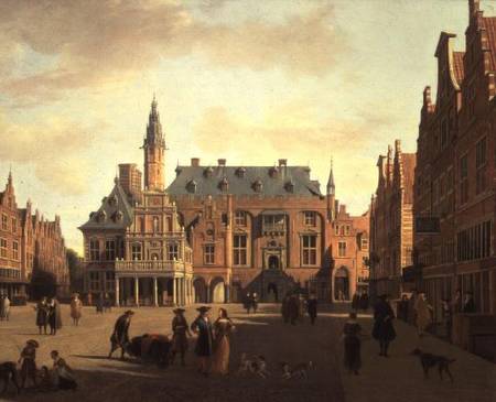 The Market Place with the Raadhuis, Haarlem à Gerrit Adriaensz Berckheyde