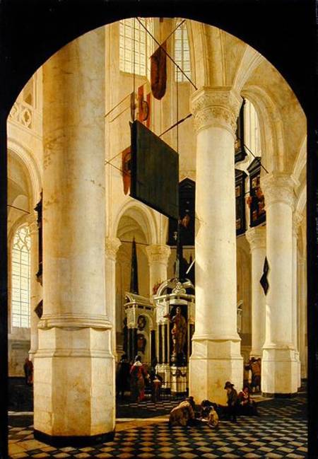 Interior of the Nieuwe Kerk in Delft with the Tomb of William the Silent à Gerrit Houckgeest