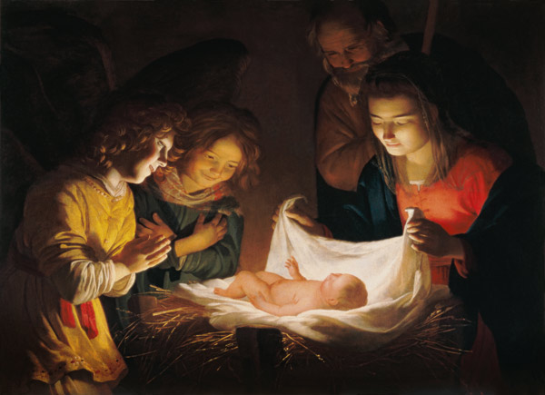 Adoration of the baby, c.1620 à Gerrit van Honthorst
