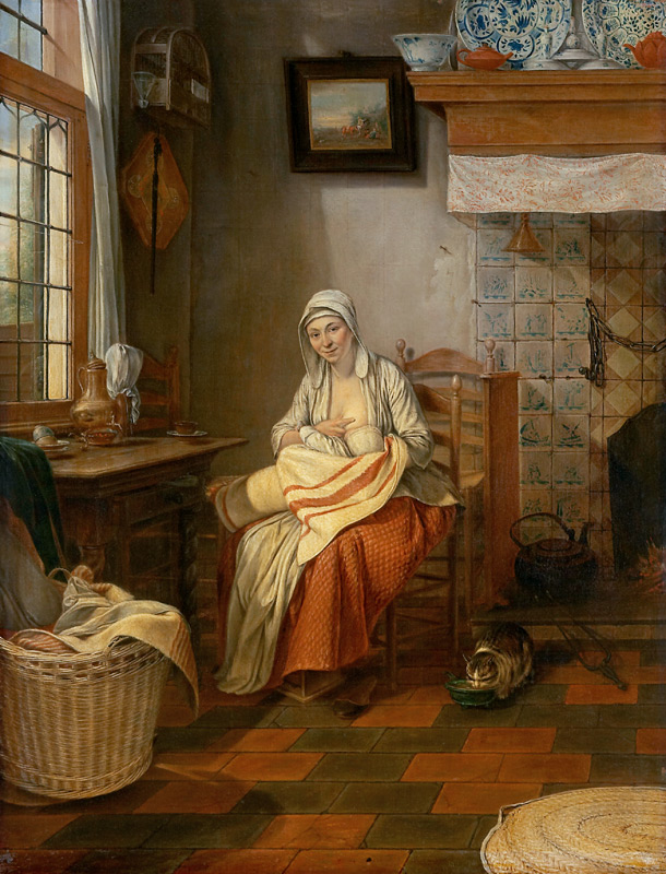 Interior with Nursing Mother à Gerrit Zegelaar
