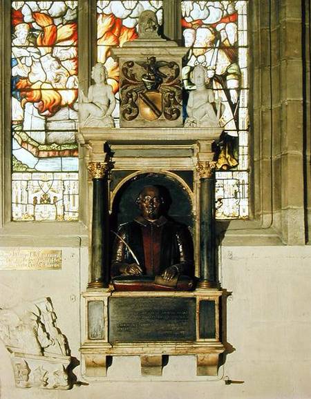 Monument to William Shakespeare (1564-1616) c.1616-23 (stone & marble) à Gheerart Janssen