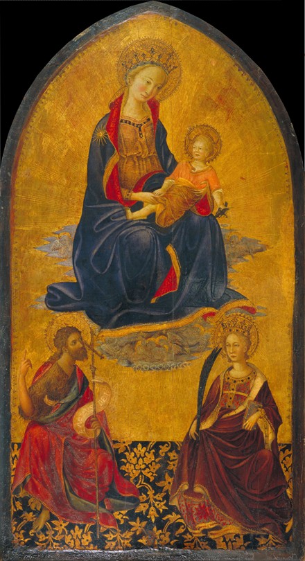 The Adoration of the Virgin and Child by Saint John the Baptist and Saint Catherine à Gherardo Starnina