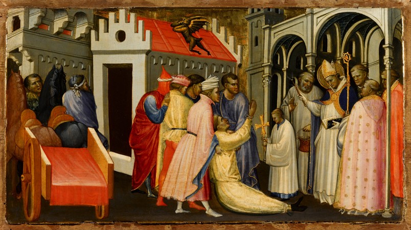 Saint Hugh of Lincoln Exorcises a Man Possessed by the Devil à Gherardo Starnina