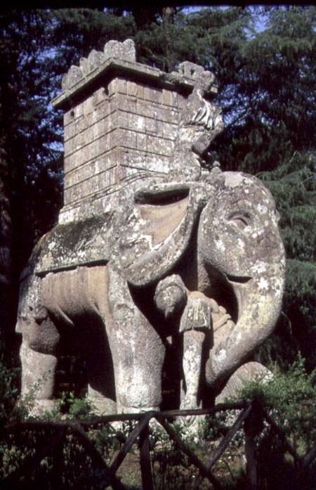 A Gigantic Sculpted Elephant, from the 'Parco dei Mostri' (Monster Park) gardens laid out between 15 à Giacomo Barozzi  da Vignola