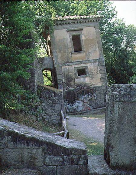 The Leaning House, from the Parco dei Mostri (Monster Park) gardens laid out between 1550-63 by the à Giacomo Barozzi  da Vignola