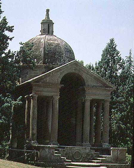 Tempietto, from the Parco dei Mostri (Monster Park) gardens laid out between 1550-63 by the Duke of à Giacomo Barozzi  da Vignola