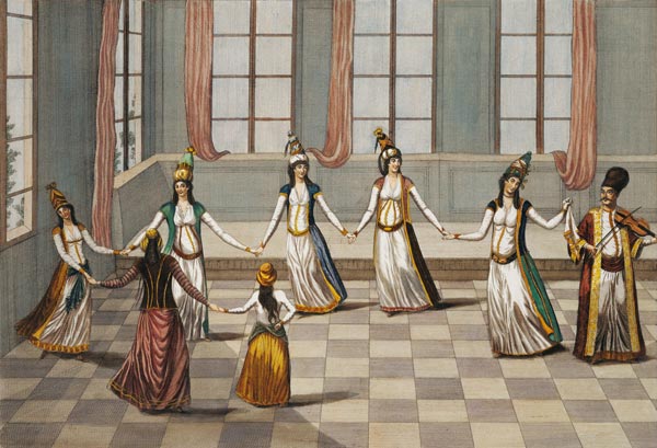 Dance that is fashionable with the Greek women of Constantinople, led by the woman holding a handker à Giacomo Leonardis