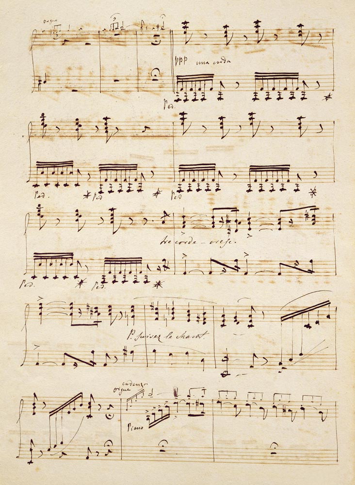 Manuscript page from the score of ''Les Huguenots'' à Giacomo Meyerbeer