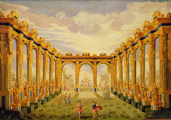 Act III, scene V: Courtyard of the Elysian Fields à Giacomo Torelli
