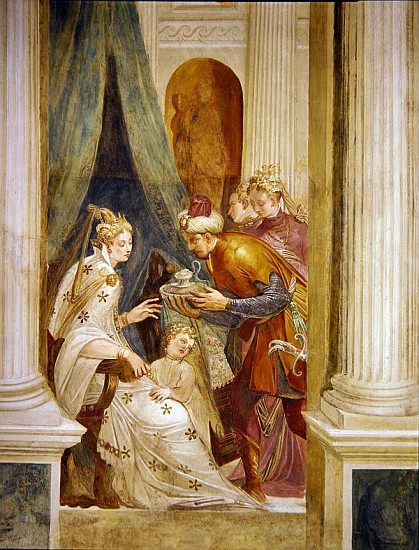 Right hand wall depicting Sophonisba with her child receiving the next pot of poison à Giambattista Zelotti