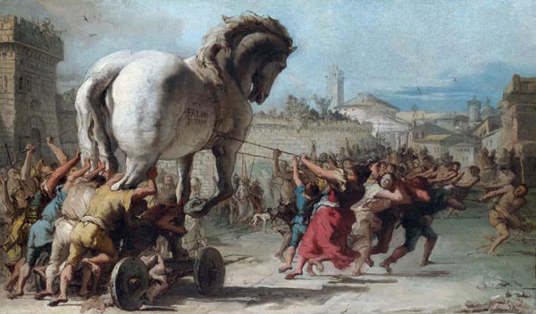 The Procession of the Trojan Horse into Troy à Giandomenico Tiepolo