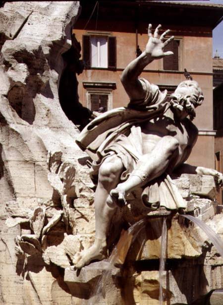The Fountain of the Four Rivers, detail of figure representing the river Plate à Gianlorenzo Bernini