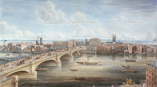 Another View of New London Bridge, showing the West Front, looking towards Southwark, and giving a d à Gideon Yates