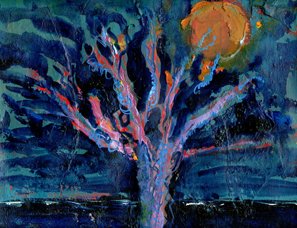 Tree and Strawberry Moon à Gigi Sudbury