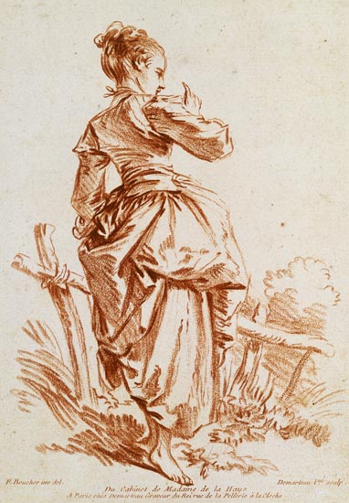 Shepherdess (etching after Boucher) à Giles Demarteau