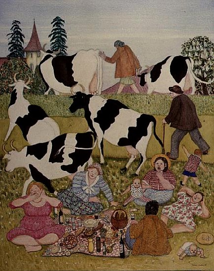 Picnic with Cows  à  Gillian  Lawson