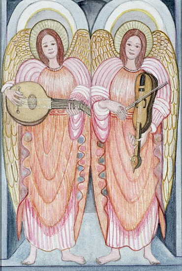 Two angels playing instruments, 1995 (w/c)  à  Gillian  Lawson