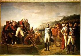 Farewell of Napoleon I (1769-1821) and Alexander I (1777-1825) after the Peace of Tilsit