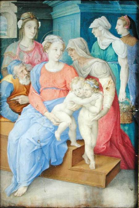 The Holy Family with St. Elizabeth, St. John the Baptist and Three Noblewomen à Giorgio Giulio Clovio