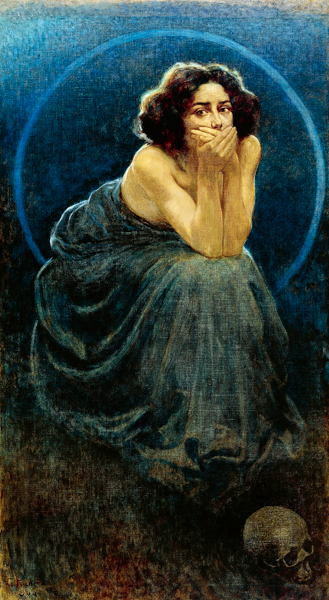 The Silence, 1900, painting by Giorgio Kienerk (1869-1948), part of the Human enigma triptych, oil o à Giorgio Kienerk