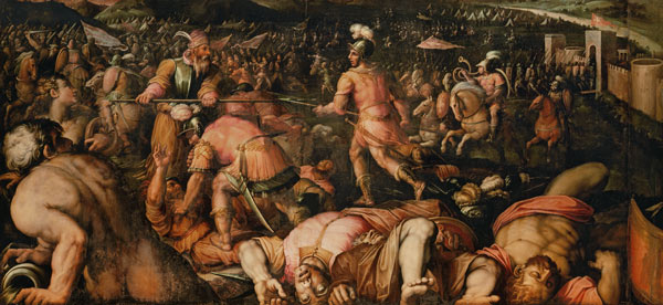 The Defeat of Radagasio from the ceiling of the Salone dei Cinquecento à Giorgio Vasari