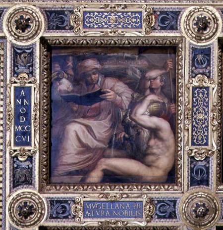 Allegory of the Mugello region from the ceiling of the Salone dei Cinquecento à Giorgio Vasari
