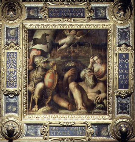 Allegory of the town of Arezzo, from the ceiling of the Salone dei Cinquecento à Giorgio Vasari