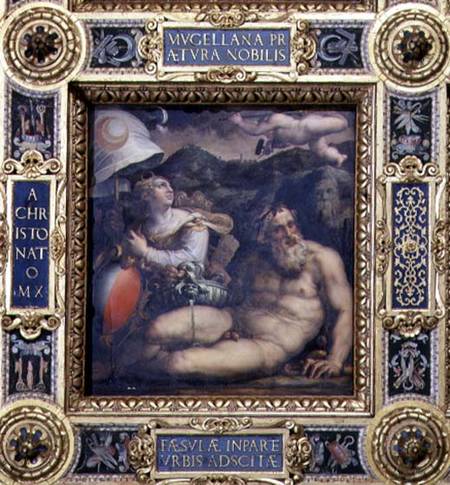 Allegory of the town of Fiesole from the ceiling of the Salone dei Cinquecento à Giorgio Vasari