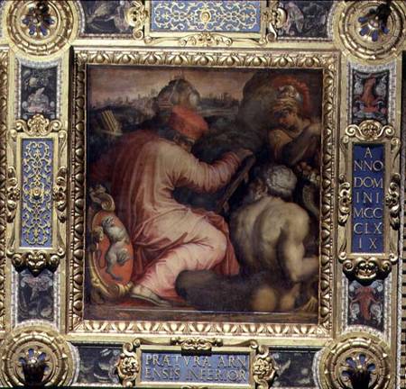 Allegory of the town of San Miniato and the Lower Valdarno from the ceiling of the Salone dei Cinque à Giorgio Vasari