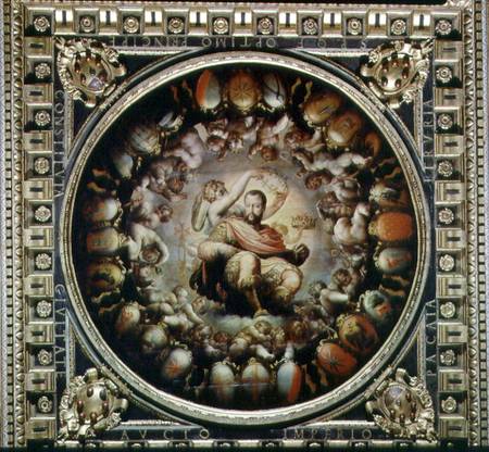 Apotheosis of Cosimo I de' Medici (1519-74) from the ceiling of the Salone dei Cinquecento à Giorgio Vasari