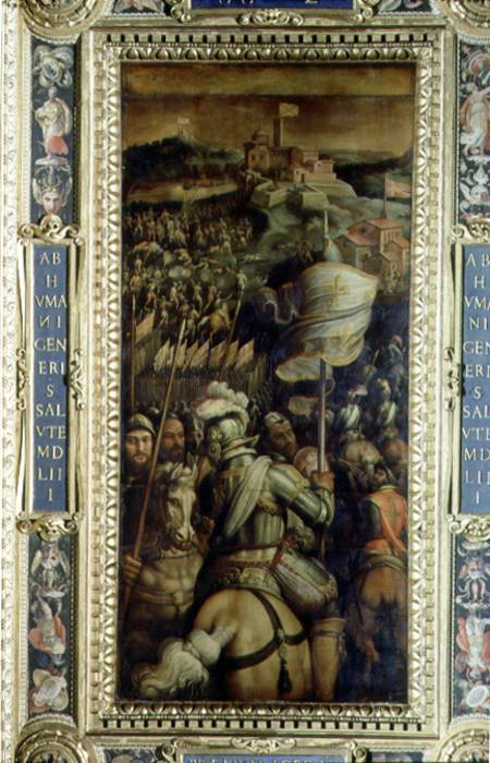 The Capture of the Fortress of Monastero from the ceiling of the Salone dei Cinquecento à Giorgio Vasari