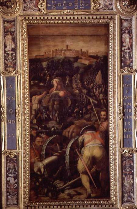 The Capture of Monteriggioni from the ceiling of the Salone dei Cinquecento à Giorgio Vasari