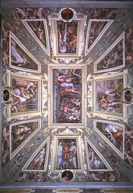 The ceiling of the Sala di Cosimo Il Vecchio showing Cosimo de' Medici (1389-1464) returning from ex à Giorgio Vasari