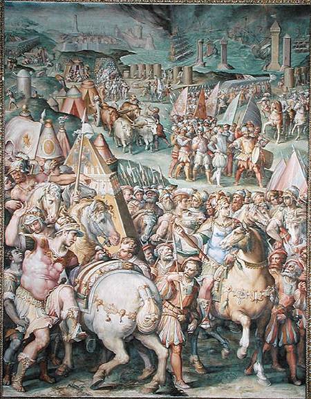 The Siege of Livorno by Maximilian I (1459-1519) from the Salone dei Cinquecento à Giorgio Vasari