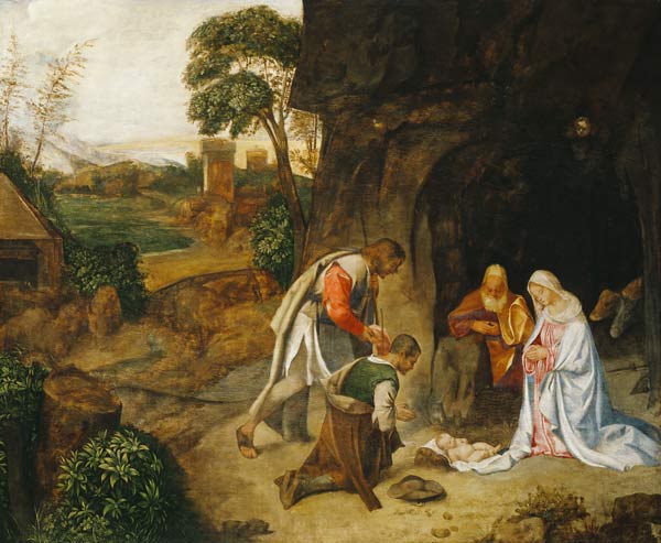 adoration des bergers à Giorgione (alias Giorgio Barbarelli ou da Castelfranco)