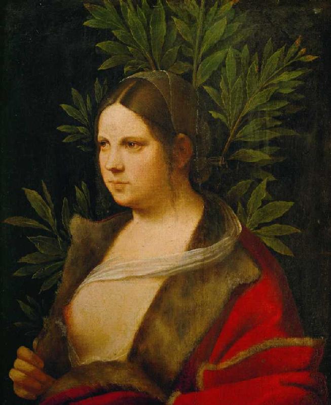 Bildnis einer jungen Frau (Petrarca's Laura) à Giorgione (alias Giorgio Barbarelli ou da Castelfranco)