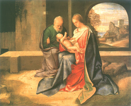 la Sainte Famille à Giorgione (alias Giorgio Barbarelli ou da Castelfranco)