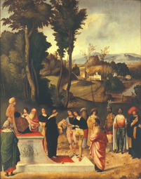 Die Prüfung des Mose. à Giorgione (alias Giorgio Barbarelli ou da Castelfranco)