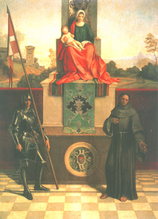 Fin de trône Marie avec Saint Georges et François à Giorgione (alias Giorgio Barbarelli ou da Castelfranco)