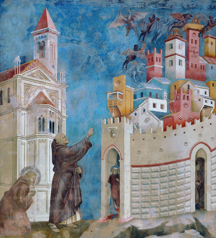Der Hl. Franziskus befreit die Stadt Arezzo von Daemonen à Giotto di Bondone