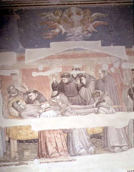 The Death of St. Francis, detail of bier, from the Bardi chapel à Giotto di Bondone